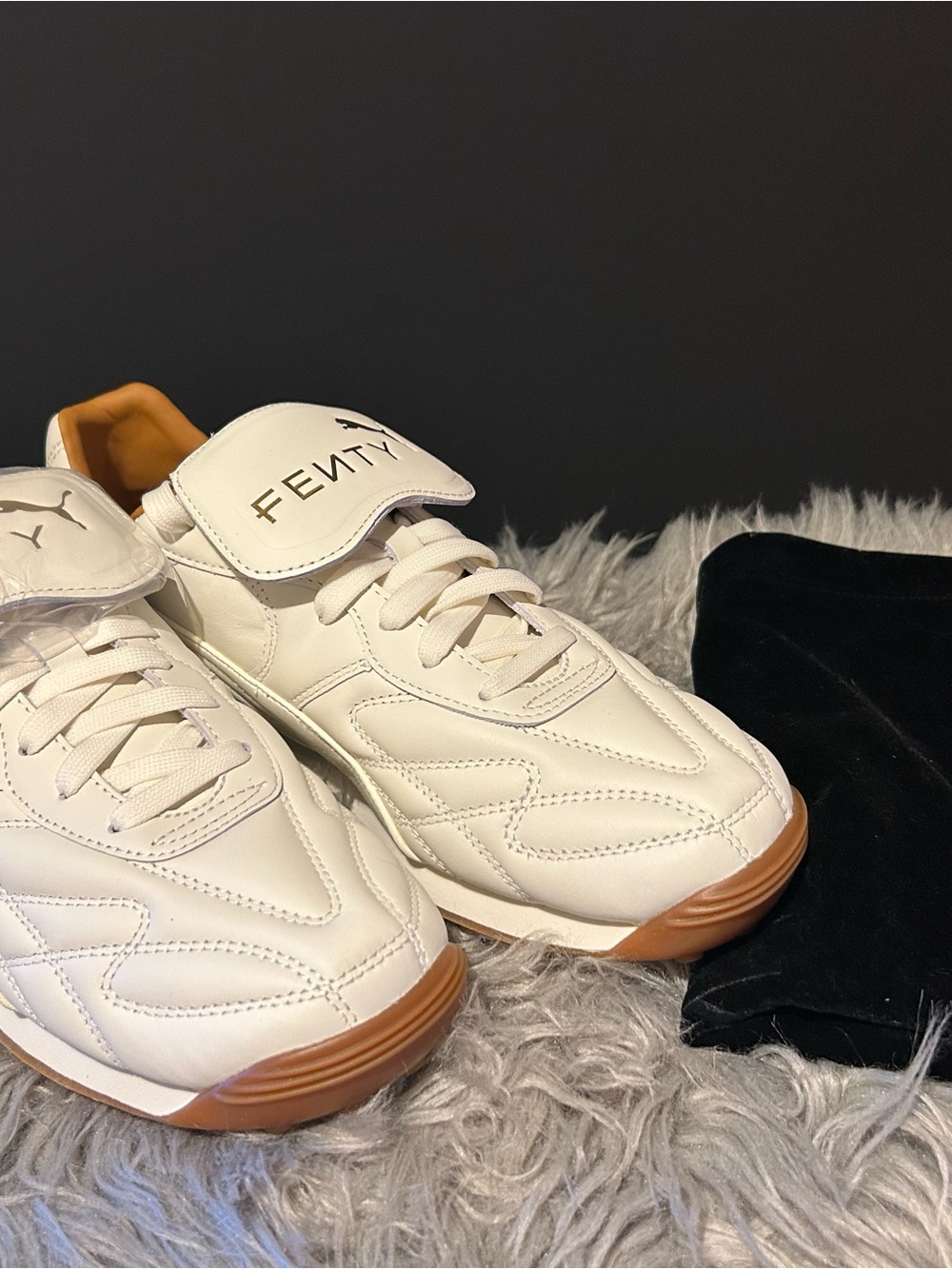 Fenty Beauty Women's White Leather Sneakers with Gum Sole